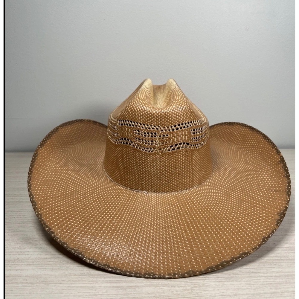 Sombreros Caval 100X Tan Straw Cowboy Cowgirl Hat Rodeo Size 7 3/8 59 Mex Mexico - Picture 5 of 9
